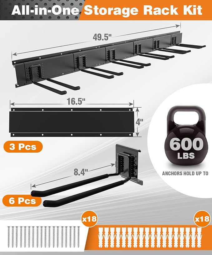 Garage Tool Organizer Wall Mount, 49.5 Inch Garage Organization and Storage - Image 2