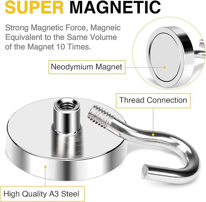 DIYMAG Magnetic Hooks, 110 lb Heavy Duty Strong Magnet - Image 4