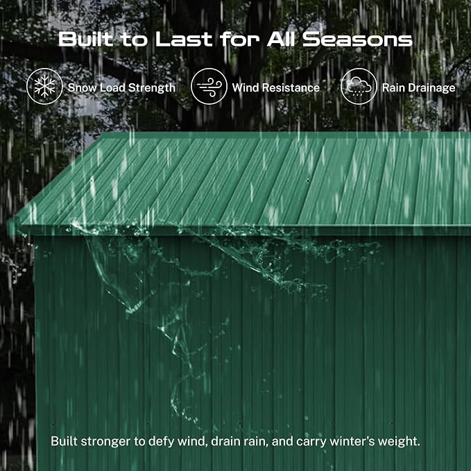 10' x 8' XL Outdoor Storage Shed, Sturdy Metal Building w/Lockable Doors - Image 8