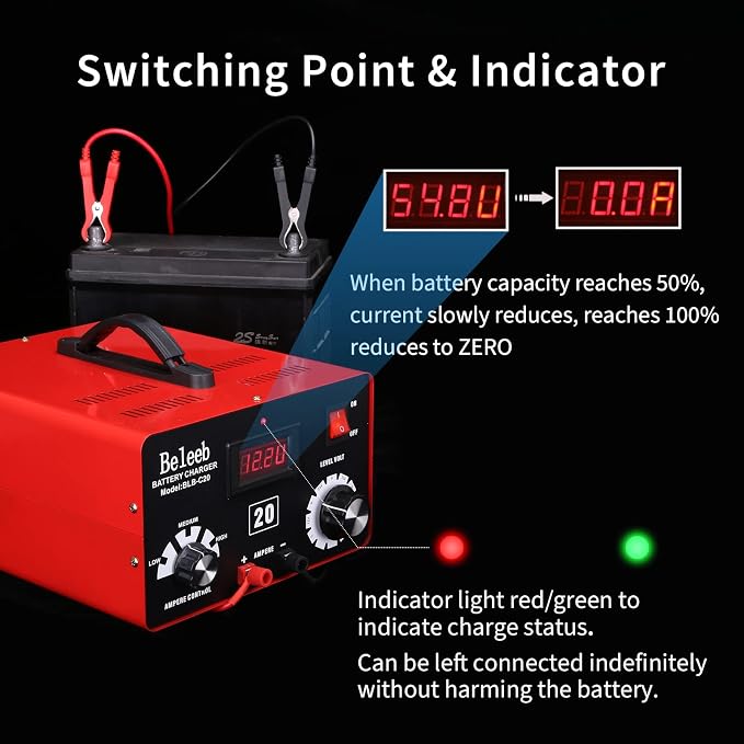 C20 Adjustable Battery Charger 12V 24V 36V 48V, 12A Pulses of High-Voltage - Image 6