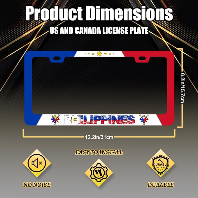 Philippine Flag License Plate Frame Philippines License Plate Stainless Steel - Image 2
