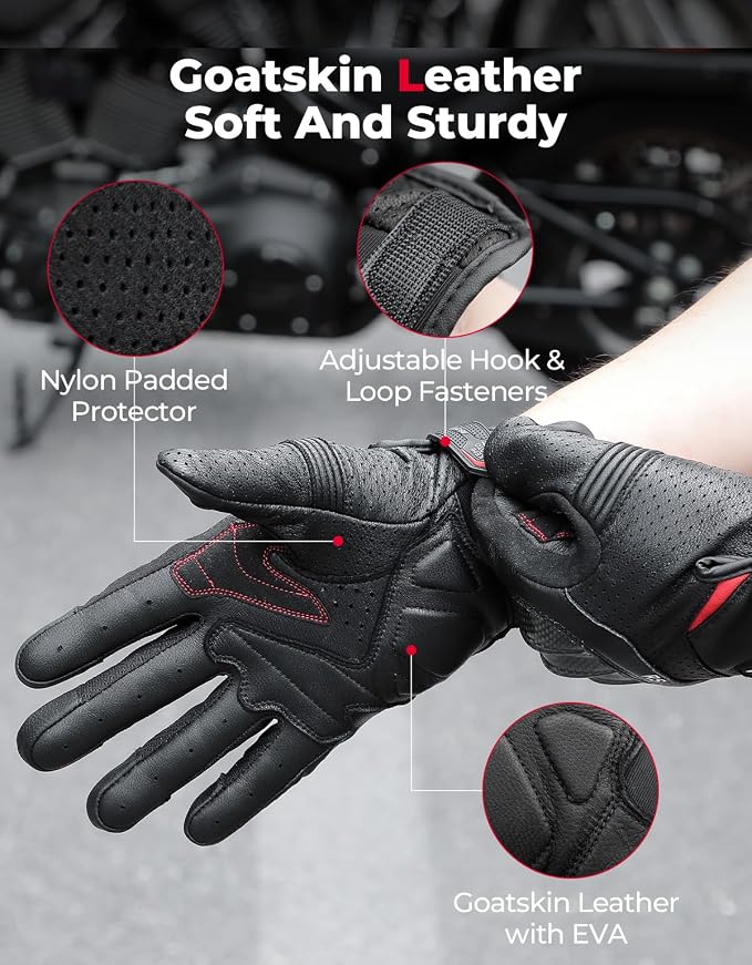 KEMIMOTO Sheepskin Leather Motorcycle Gloves - Image 5