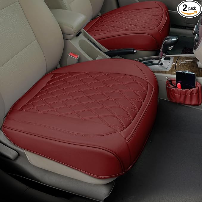 2 Pack Leather Front Car Seat Cover Bottom Car Seat, Anti-Slip and Full Wrap by BEITK