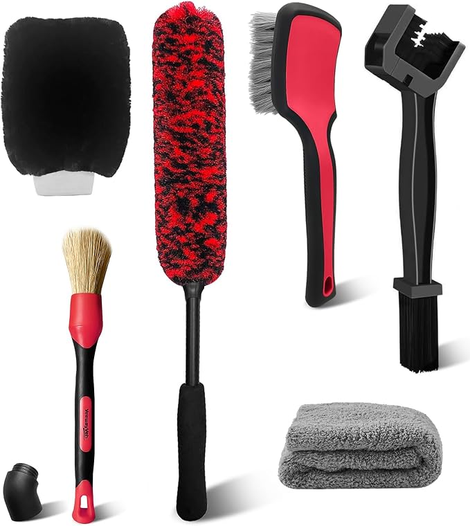 6PCS Motorcycle Cleaning Kit, Wool Wheel Brush, Tire and Chain Brush, Detailing by YeewayVeh