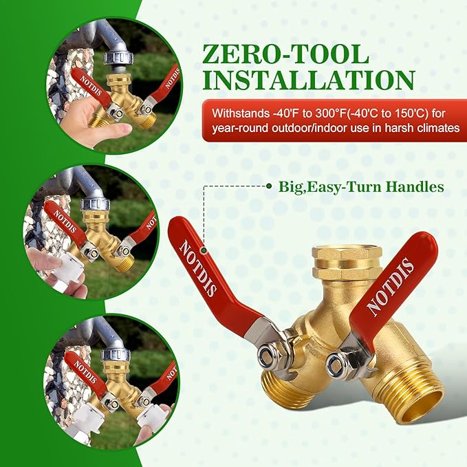 Hose Splitter 2 Way Heavy Duty Brass Garden Hose Splitter - Image 2
