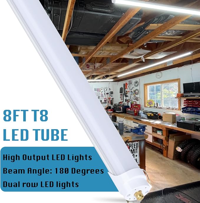 4-Pack, 8 Foot LED Bulbs, 100W 15000lm 6000K Cold White, Super Bright, T8 T10 - Image 5