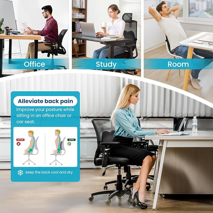 Lumbar Support Pillow Office Chair Car Back Pillow Ergonomic Lower Back Pain - Image 8
