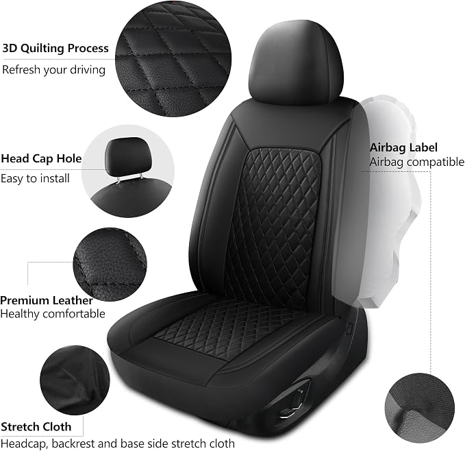 Car Seat Cover, Breathable and Waterproof Leather Seat Covers, Luxury PU - Image 5