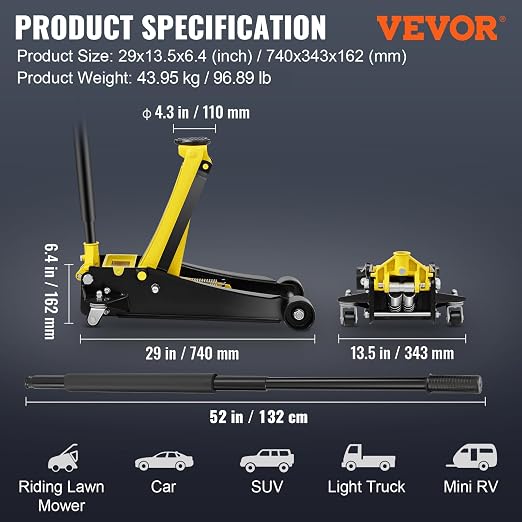 VEVOR 4 Ton Low Profile, Heavy-Duty Steel Racing Floor Jack - Image 7