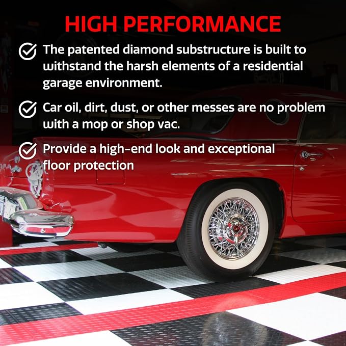 Big Floors RaceDeck Diamond Plate Design, Durable Interlocking Modular Garage - Image 3