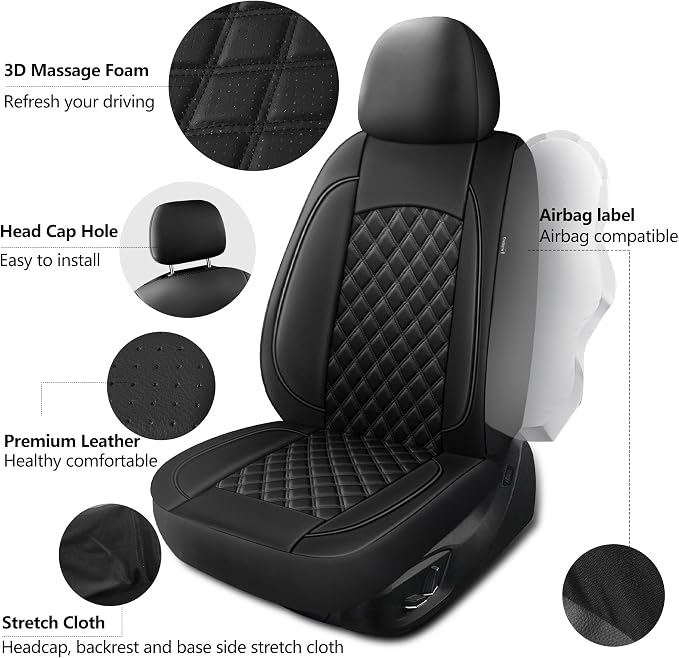 Leather Car Seat Covers, Breathable and Waterproof Napa Leather Automotive Seat - Image 5