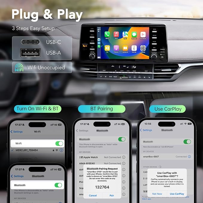 Wireless CarPlay Adapter for iPhone, 2025 Carplay Wireless Adapter for Apple & - Image 5