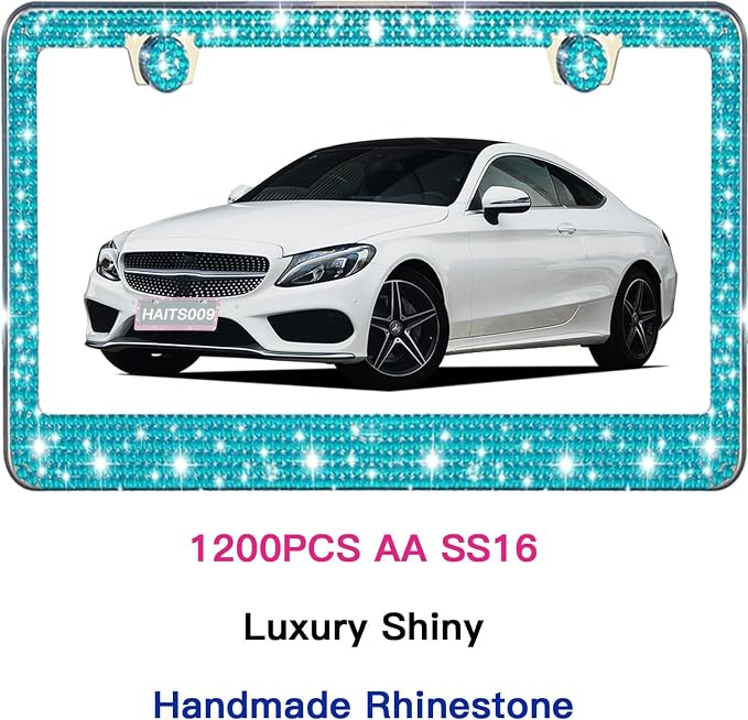2 Pack License Plate Frames for Women, Sparkly Rhinestone Diamond Car - Image 5