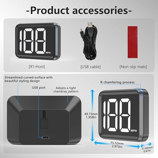 GPS Digital Speed Meter with MPH, Car Head Up Display - Image 8