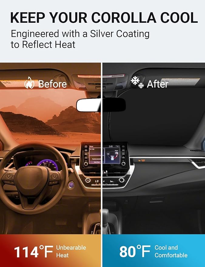 Proadsy for Toyota Corolla 2019-2024 2025 Windshield Sun Shade 4-Layer Foldable - Image 3