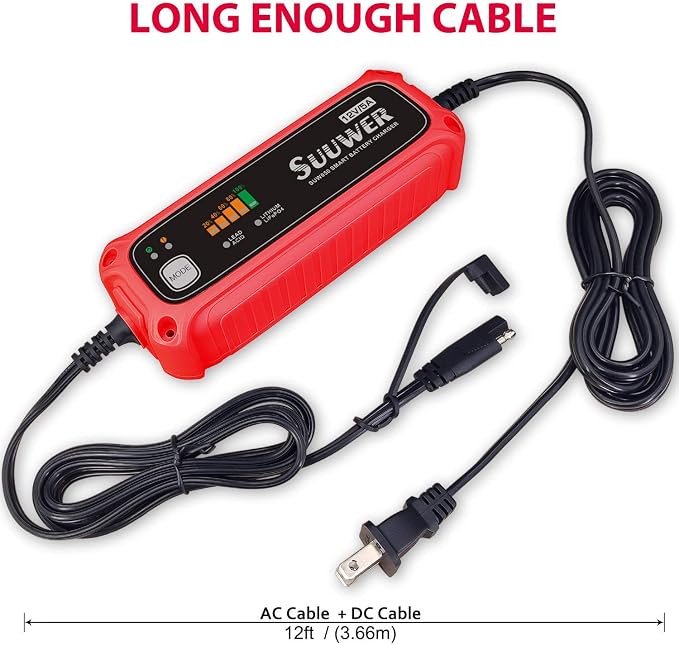 High-Efficiency 12V 5-Amp Smart Car Battery Charger, Battery Maintainer - Image 3