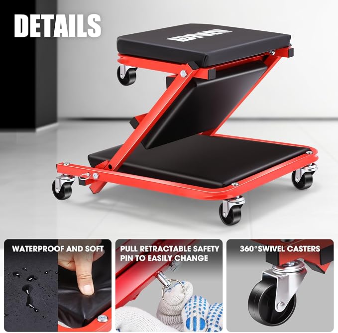 ‎DNA MOTORING TOOLS-00184 36 Inches 2 IN 1 Rolling Folding Car Creeper/Seat - Image 6