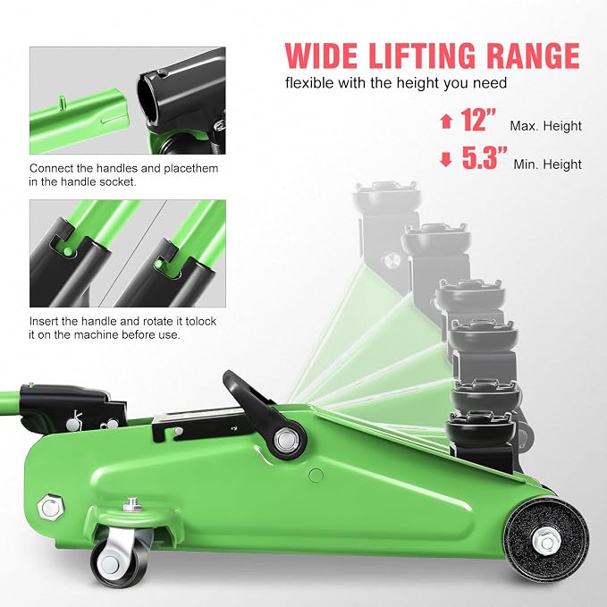 DNA MOTORING Low Profile Hydraulic Trolley Service/Floor Jack, 1.5 Ton Capacity - Image 3