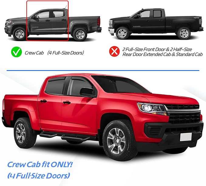 in Channel Rain Guards for 2015-2022 Chevy Colorado/GMC Canyon Crew Cab - Image 2