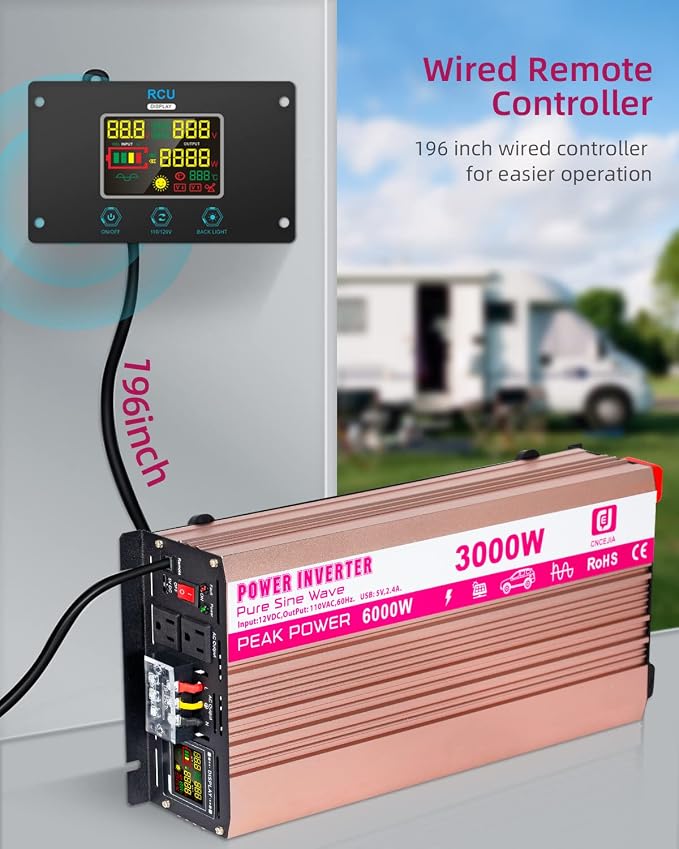 CEJIA Power Inverter 3000W Pure sine Wave ac car Inverter Peak 6000watt 12V DC - Image 4