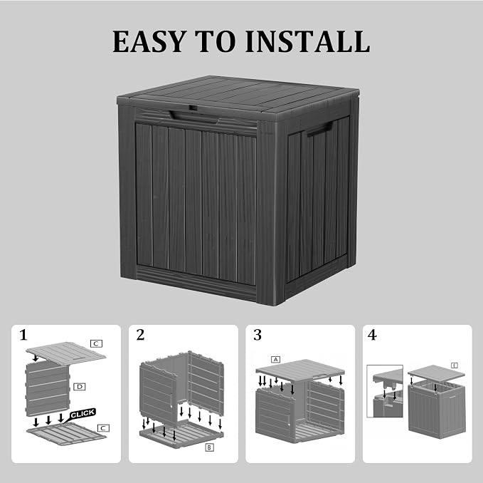 35 Gallon Lockable Resin Deck Box, Waterproof & UV-Resistant Outdoor Storage Box - Image 5