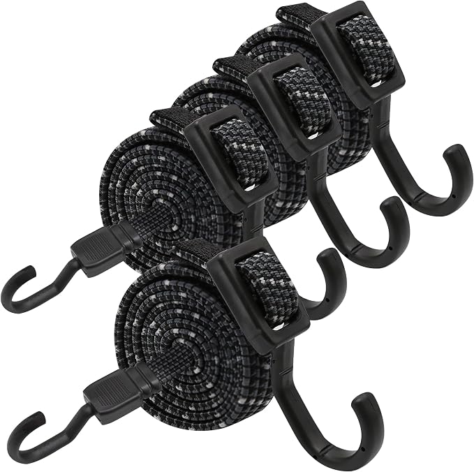 Bungee Cords with Hooks Heavy Duty, Flat Adjustable Bungee Cords with Hooks 40 by Rugtol