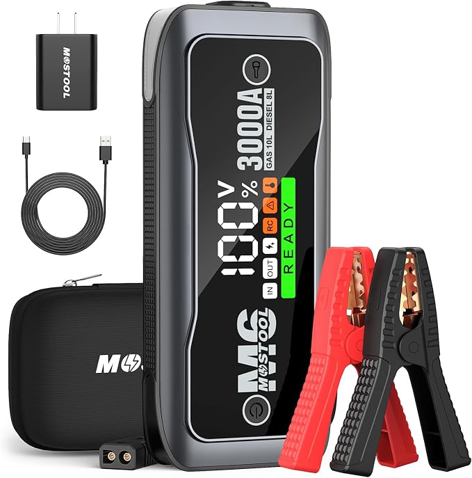 MOSTOOL M6 Car Jump Starter, 3000A Peak 12V Battery Jump Starter Power Pack by MOSTOOLJumperStarter