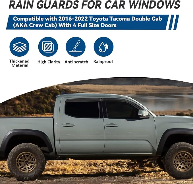 4pcs Front+Rear Smoke Tint Sun/Rain Guard Outside Mount Tape-On Vent Window - Image 2