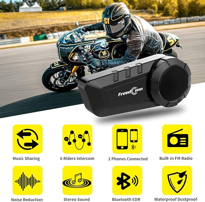 FreedConn KY PRO Motorcycle Helmet Bluetooth Headset, Motorcycle Communication - Image 2