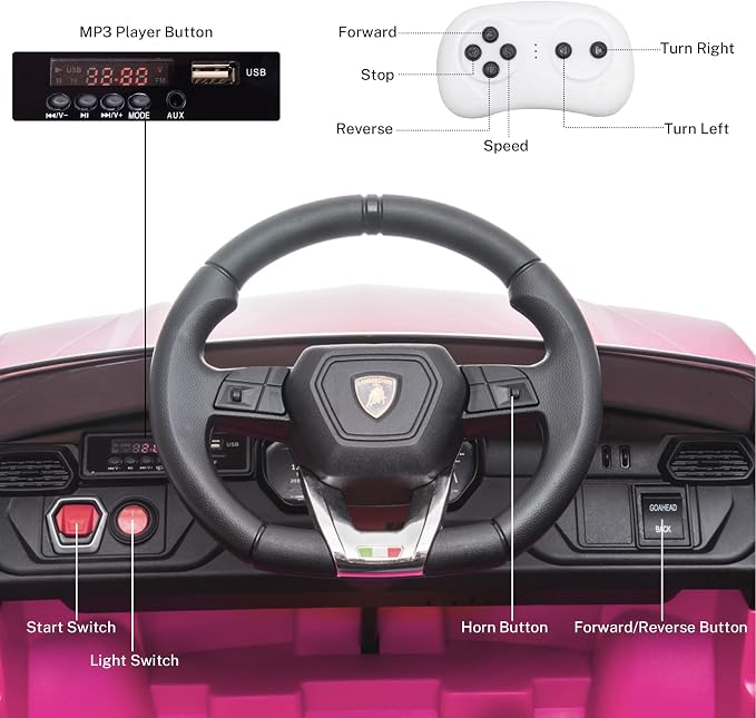 Kids Electric Ride On Car for Kid, 12V Licenced Lamborghini Kids Electric - Image 5