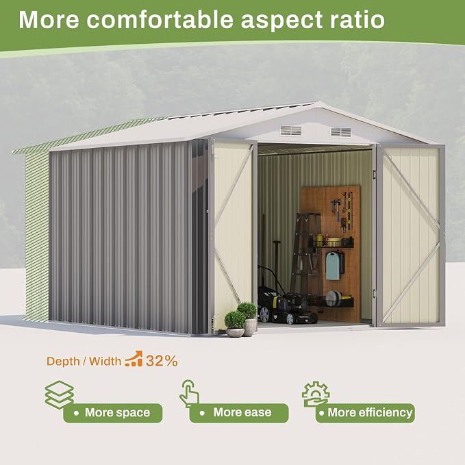 Patiowell 8x10 FT Outdoor Storage Shed, Large Garden Tool Metal Shed - Image 7