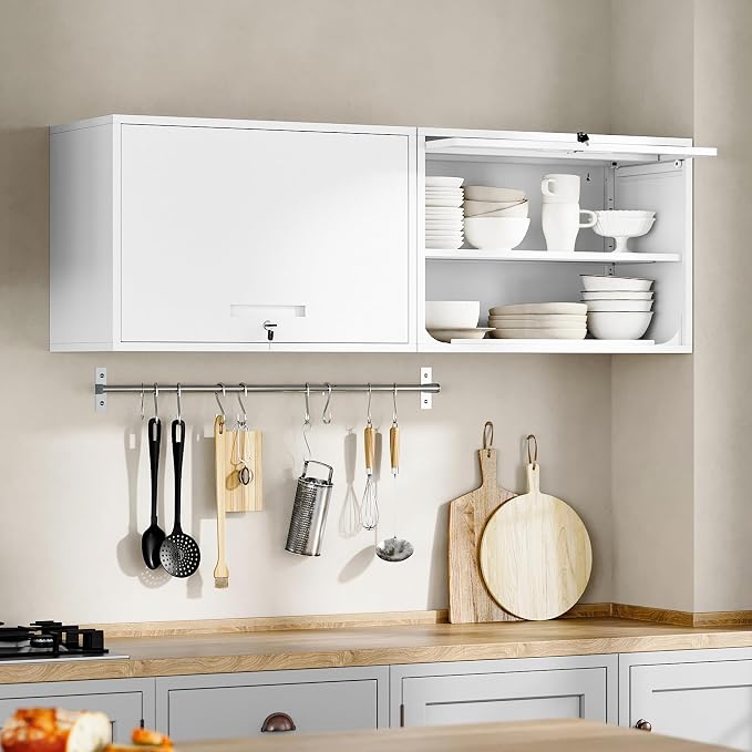 Yizosh Metal Wall Cabinet with Doors and Shelves, Floating Storage Unit - Image 8
