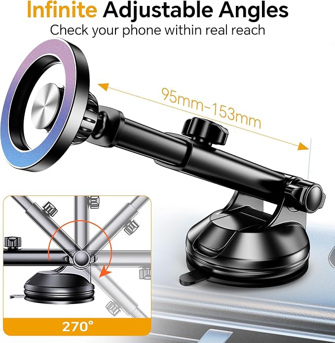 for MagSafe Car Mount【 Windshield + Vent + Dash 】 Magnetic Phone Holder - Image 3