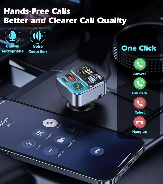 KAIY FM Transmitter Bluetooth Car Adapter, Car Radio Bluetooth Transmitter - Image 4