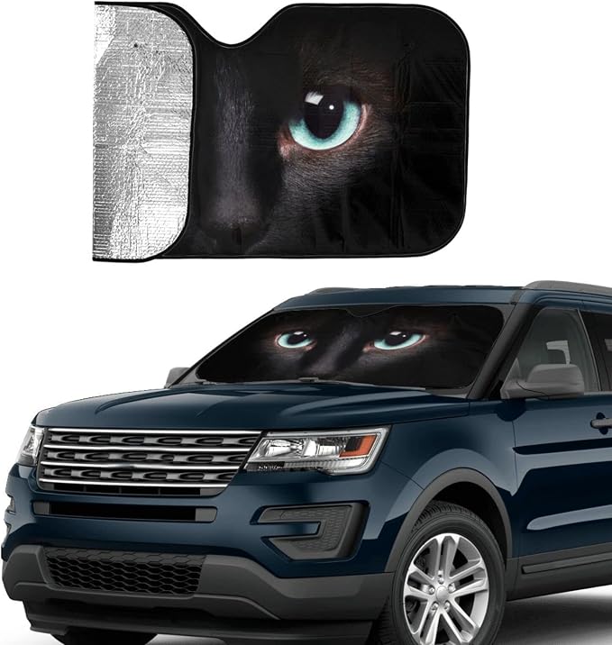 Black cat Eyes Car Windshield Sunshade Front Window Sun Visor Protector - Image 7