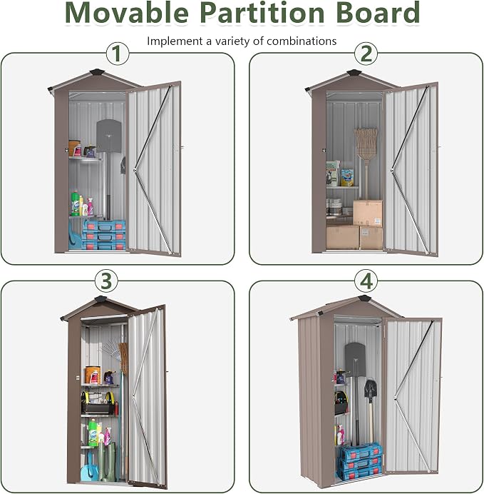 2.5x1.4 FT Outdoor Storage Shed, Small Metal Garden Shed - Image 7