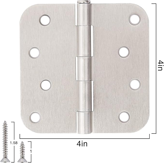 3 Pack 4 Inch Door Hinges Brushed Nickel Interior/Exterior Door Hinges Satin - Image 3