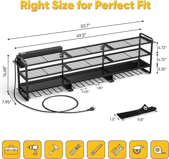 49.5" W Large Power Tool Organizer Wall Mount - Image 7