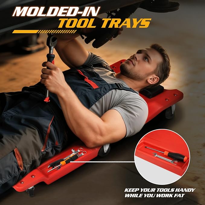 Magshion Mechanic Creeper with Padded Headrest and Tool Tray, 330 lbs Capacity - Image 4
