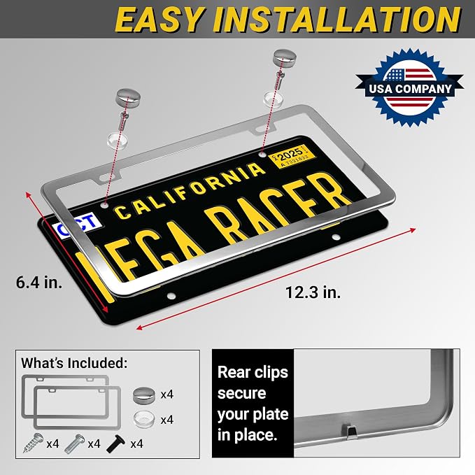 Premium Slim Polished Mirror Chrome License Plate Frames – 2 Pack, Rust-Free - Image 7