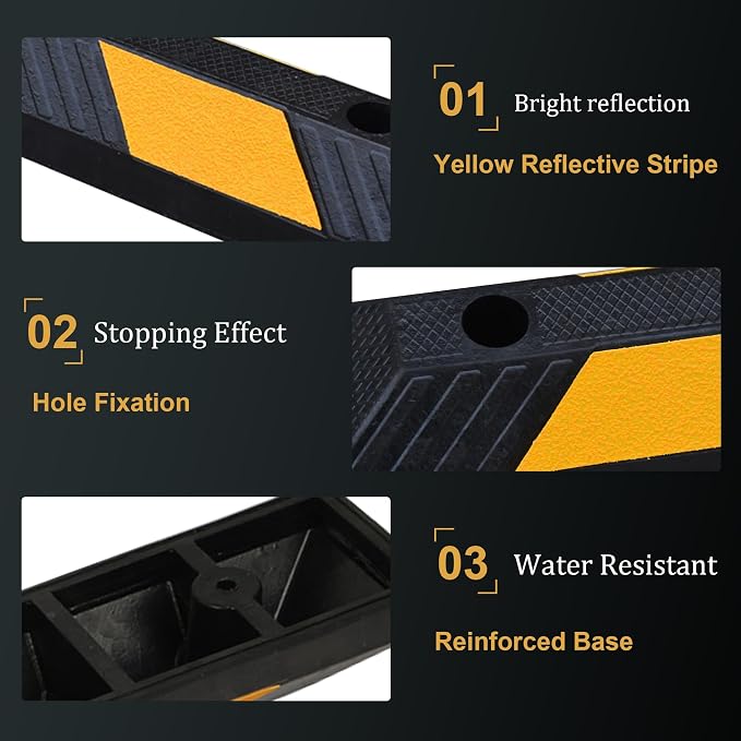 OrangeStar 72" Rubber Parking Curb, Heavy Duty Garage Floor Wheel Stopper - Image 2