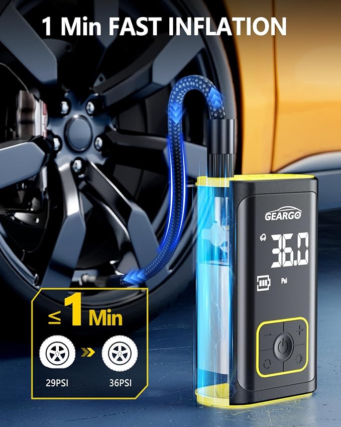 GEARGO Portable Tire Inflator Air Compressor 150PSI Cordless Air Pump - Image 4