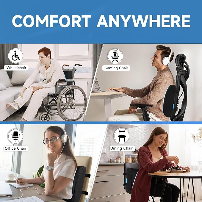 Lumbar Support Pillow for Office Chair, College Dorm Room Essentials, Memory - Image 4