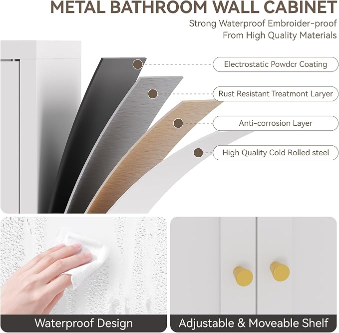 Metal Bathroom Storage Cabinet, Metal Storage Cabinet - Image 6