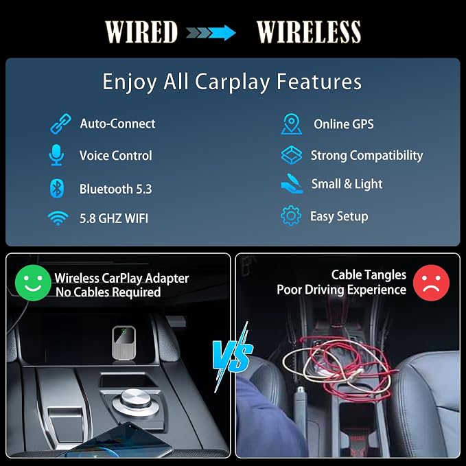 Wireless CarPlay Adapter-2025 Upgrade Built-in Wired CarPlay to Car Play - Image 7