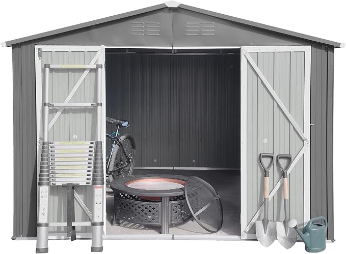 12 x 10 FT Metal Garden Shed, Outdoor Storage Shed - Image 4