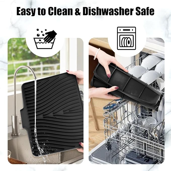 Silicone Dish Drying Mat for Kitchen Counter, Dish Drying Pad, Non-Slip Drain - Image 4
