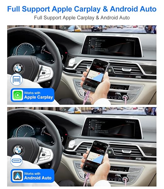 USB to USB C and Lightning Pink Car Charger Cable - Image 2