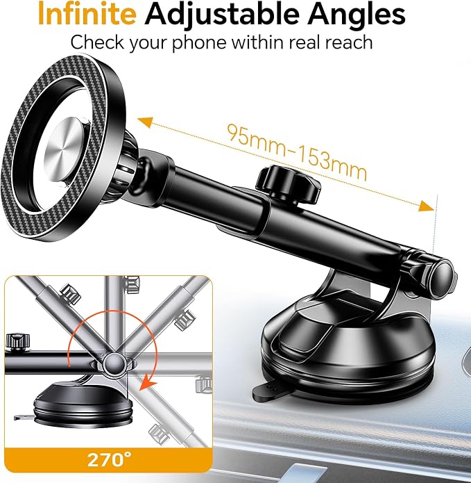 Coolpow for MagSafe Car Mount【Windshield+Vent+Dash】Magnetic Phone Holder for - Image 7