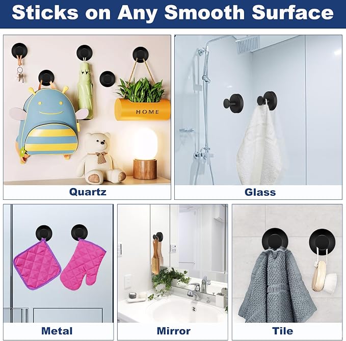 4 PCS Suction Cup Hooks for Shower, Hooks for Inside Shower, Removable Towel - Image 7